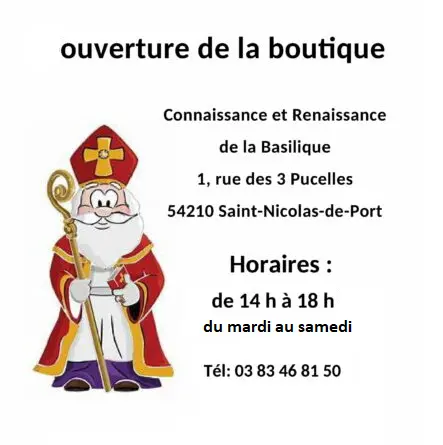 horaires boutique basilique saint nicolas de port